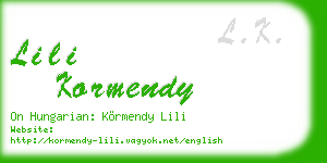 lili kormendy business card